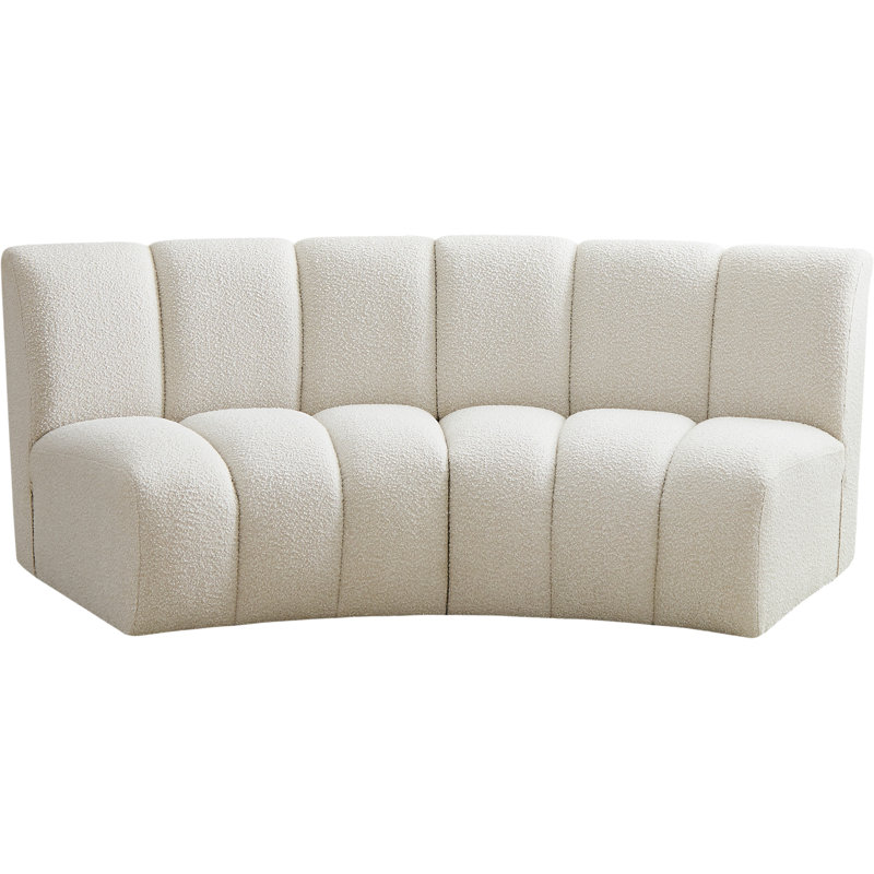 Izen Upholstered Curved Sectional Symmetrical, Cream Boucle Fabric