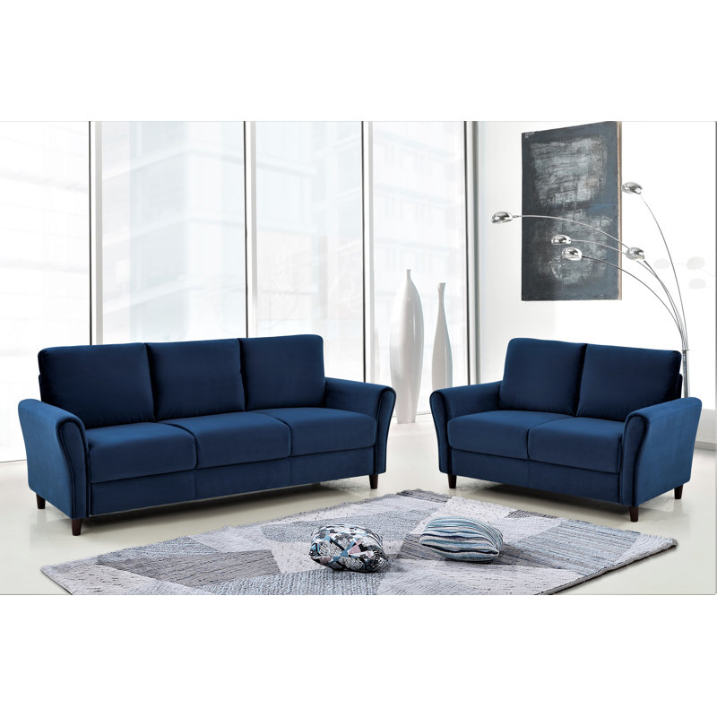 Williamsbridge 2 - Piece Living Room Set, Dark Blue Velvet