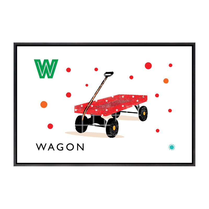 «W Is for Wagon» - impression, Toile avec cadre noir patiné, Pas de tapis, H 40 po x l 60 po x 1,5 po