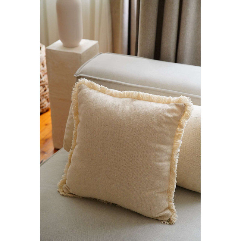 Housse de coussin beige en coton à 100%, 16,9 po x 16,9 po | Lavable à la machine, programme de lavage à la main | Tissu doux et durable, parfait pour la décoration intérieure et le confort | Idéal pour les accessoires de canapé, de canapé et de chaise