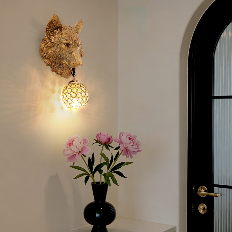 Applique murale décorative tête de lion, luminaire mural