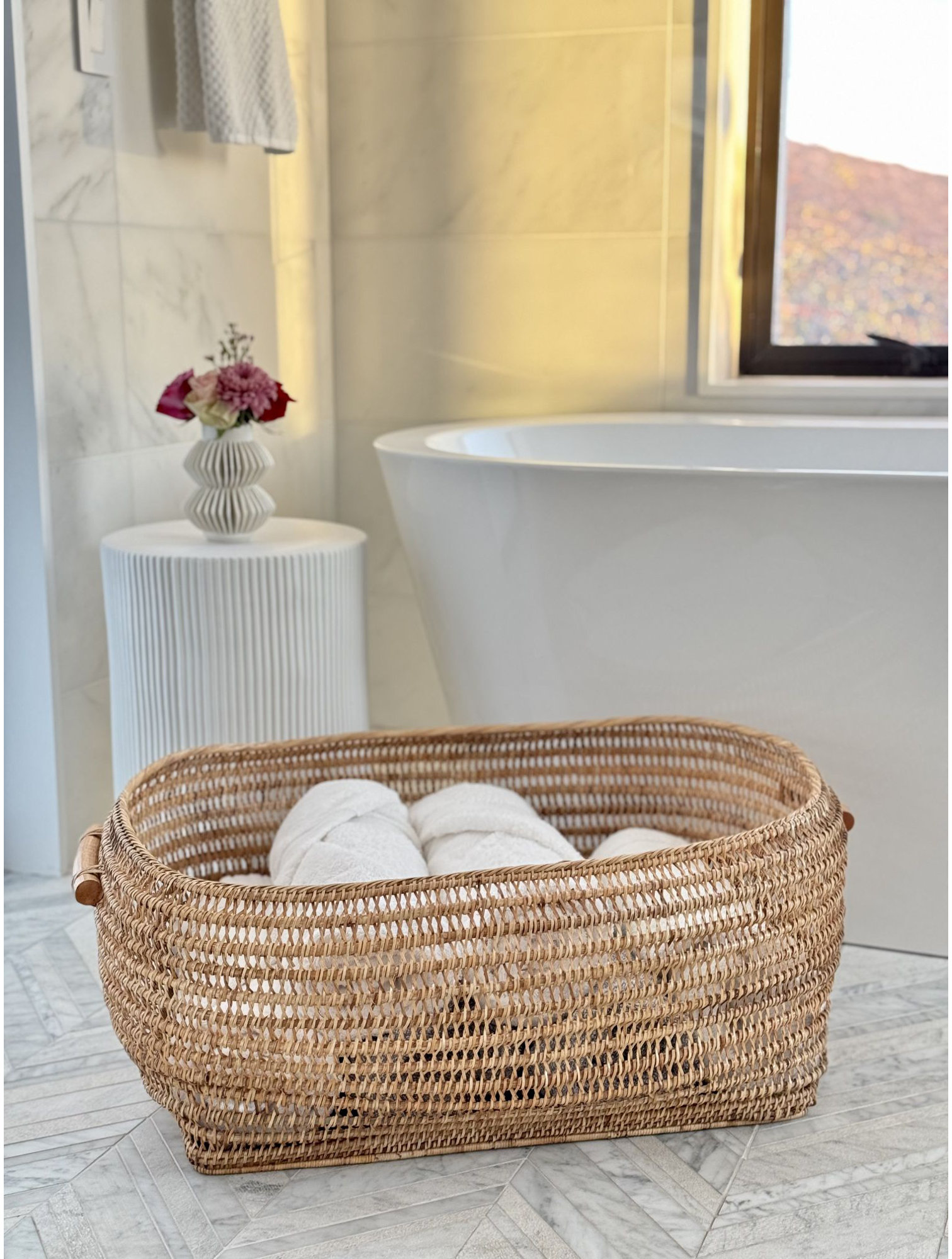 Tatiana Rattan Basket With Handles - Thumbnail 2
