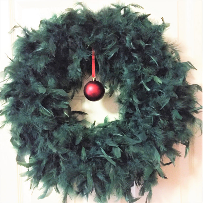 Couronne de plumes 23 po, Vert foncé, H 23 po x l 23 po x p 2 po