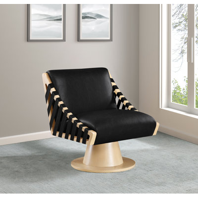 Fauteuil d'appoint pivotant en cuir Quinton