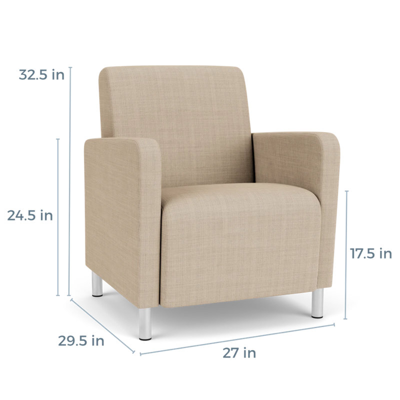 Fauteuil d'invité de réception Ravenna, Acier brossé, Chambray calcaire, Non inclus