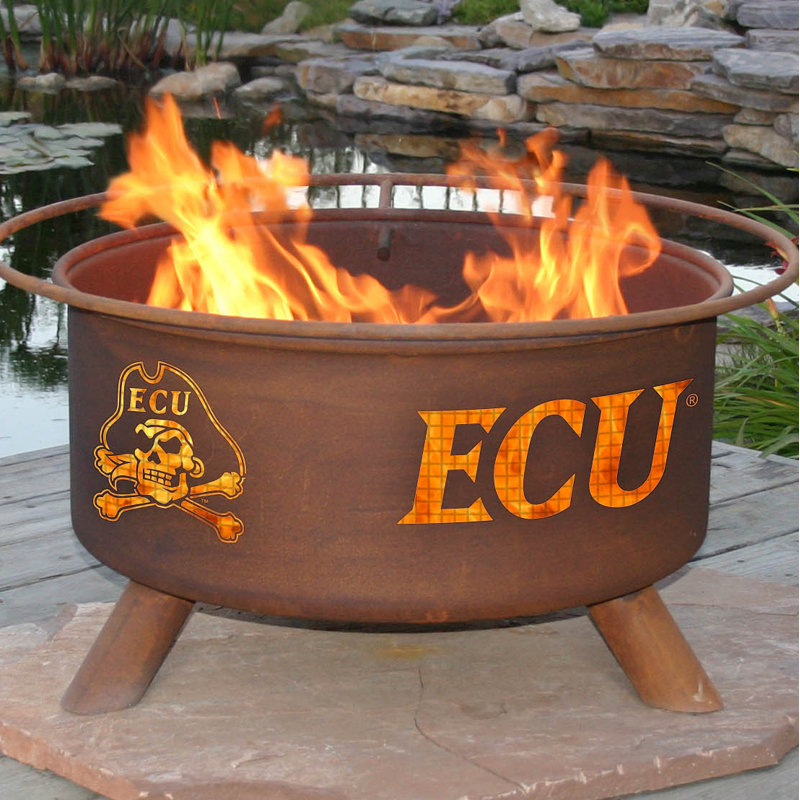 Collegiate Series 16" H x 30" W Steel Outdoor Fire Pit with Lid, East Carolina University