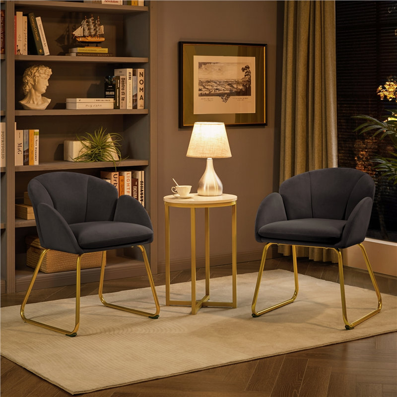Fitchburg 20'' H Upholstered Metal Dining Chair, Dark Gray