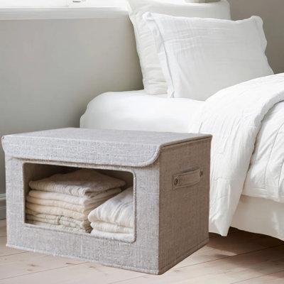  Bacs de rangement pliables avec couvercles et fenêtre transparente, organisateurs de garde-robe et rangement, sacs de rangement pour vêtements ou sacs de déménagement, paniers de rangement pour couverture, édredon, oreiller, literie
