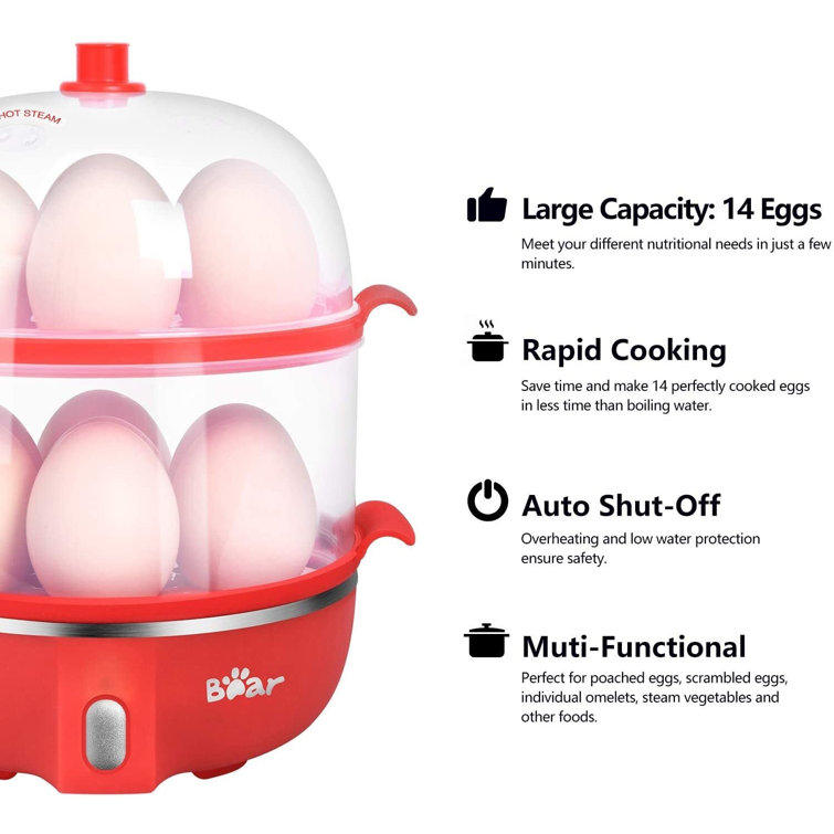 Bear Egg Cooker, Hard Boiled Egg Cooker with 12 Egg Capacity