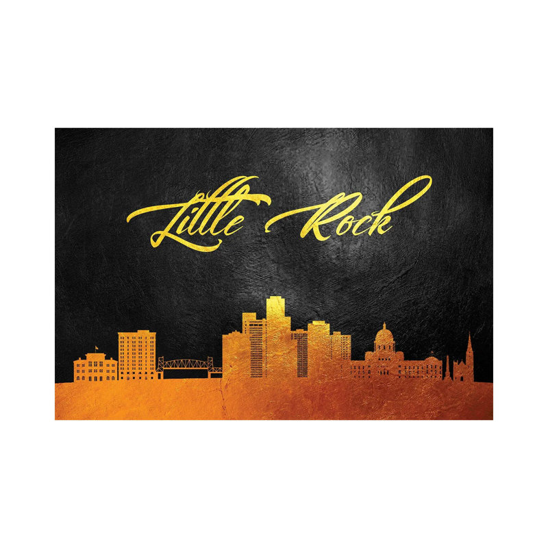 Little Rock Arkansas Gold Skyline by Adrian Baldovino - Wrapped Canvas Print, 66.04 cm H x 45.72 cm W x 1.91 cm D