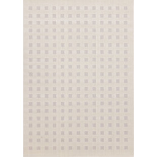 Martaveous Textured Checkers Ivory Area Rug