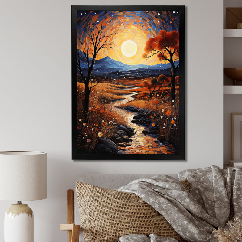 Hoeke Desert Wilderness Pointillism sur impression sur toile, Cadre photo noir, H 20 po x l 12 po x P 1 po