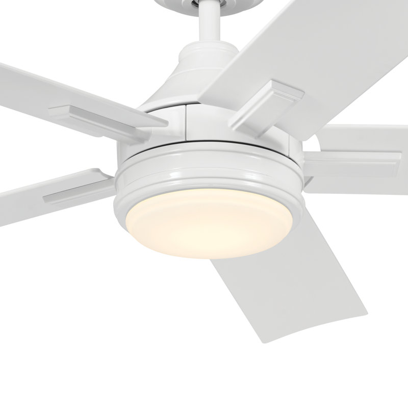 White Steel 52'' Ceiling Fan with Integrated LED Light
