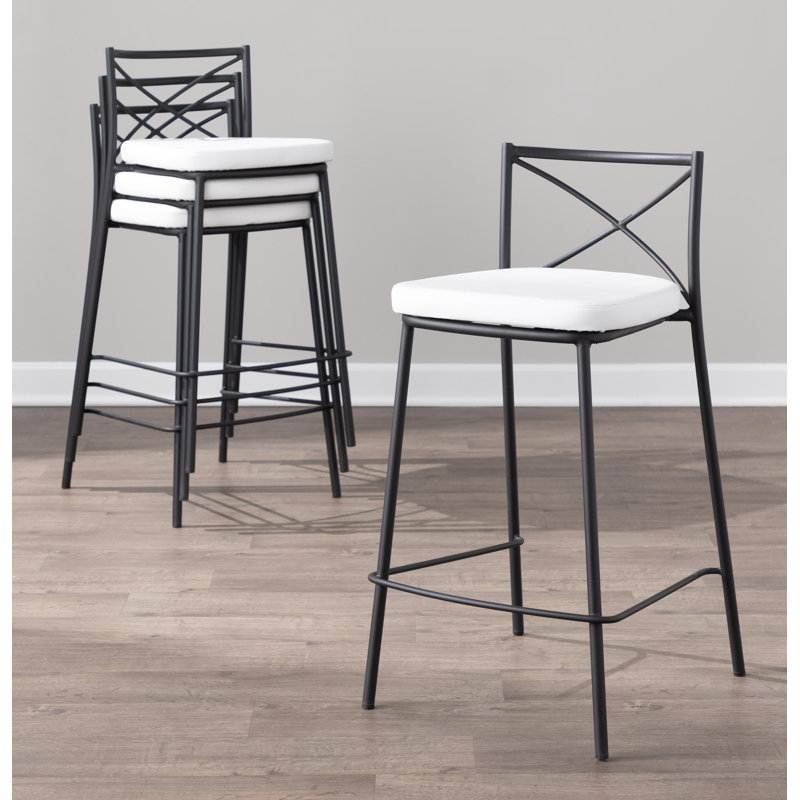 Dannie 25" Stackable Counter Stools, Counter Stool (25.25" Seat Height), Black