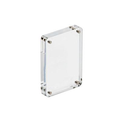Premium Rounded Clear Acrylic Magnetic Photo Frame, 4" X 6"