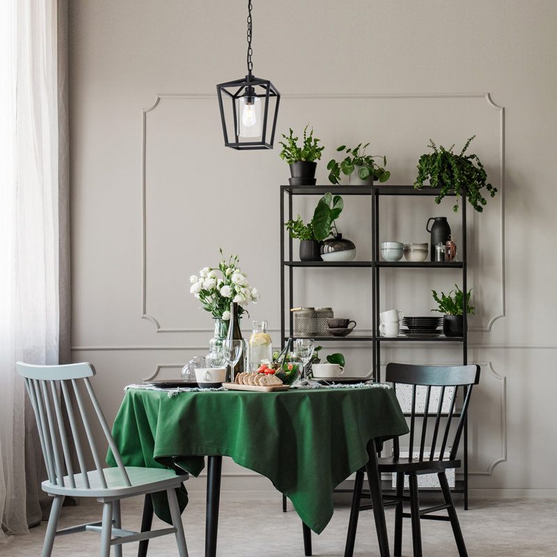 Luminaire suspendu lanterne noir mat à 1 lumière Riddhima