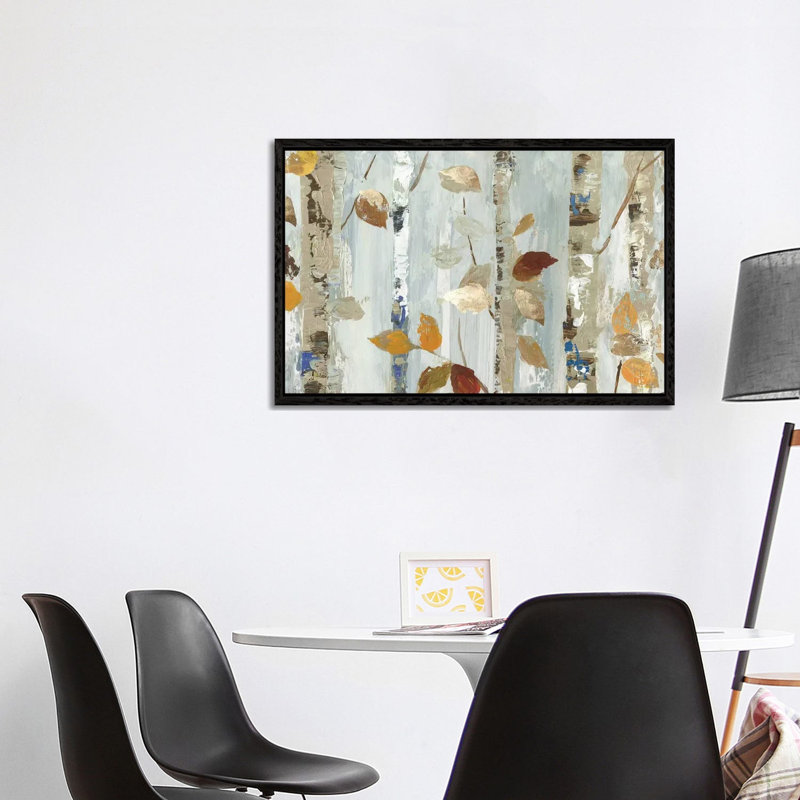Leaves On Birch by Allison Pearce - Painting on Canvas, Black Framed Canvas, 101.6 cm H x 66.04 cm W