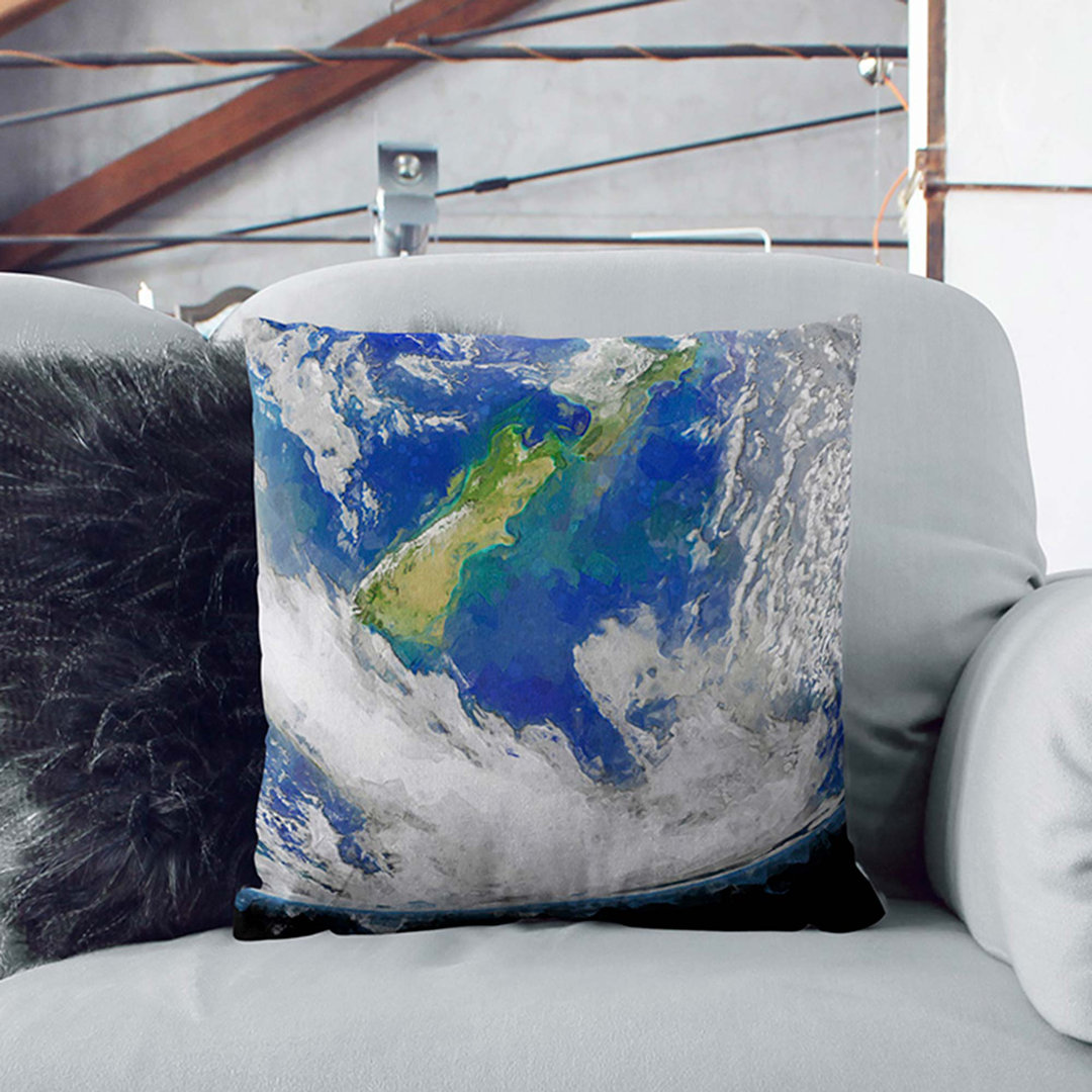 Curve of Planet Earth in Abstract Cushion with Filling