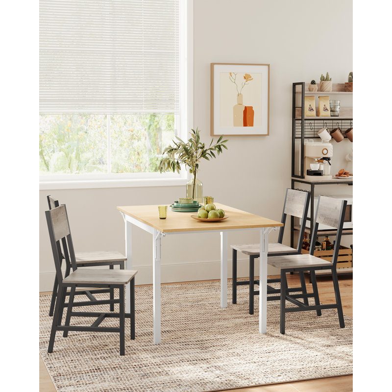 Ajayceon Upholstered Slat Back Parsons Chair, Grey, Matte Black