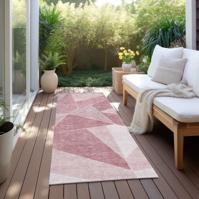 Tapis intérieur / extérieur en polyester tissé à la machine Heffington, Tapis de couloir 2 pi 3 po x 7 pi 6 po