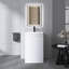 Meuble-lavabo autoportant en marbre blanc moderne de 20 po avec lavabo en céramique