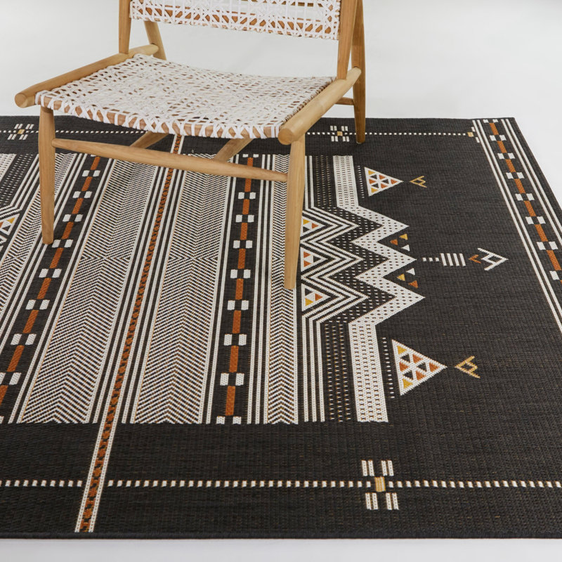 Tapis intérieur / extérieur gris anthracite Adriaan, Rectangle 7 pi 10 po x 10 pi