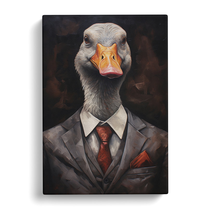 Goose in a Suit Painting - Wrapped Canvas, 60cm H x 40cm W x 3cm D
