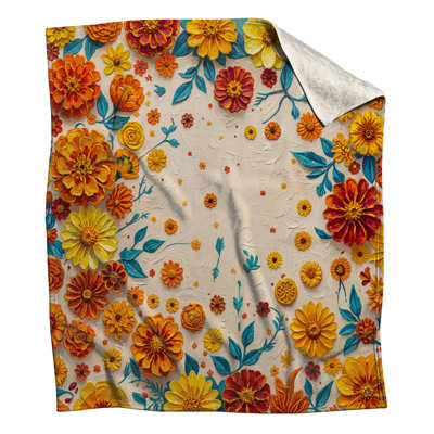 Colorful Marigold Flowers Blankets