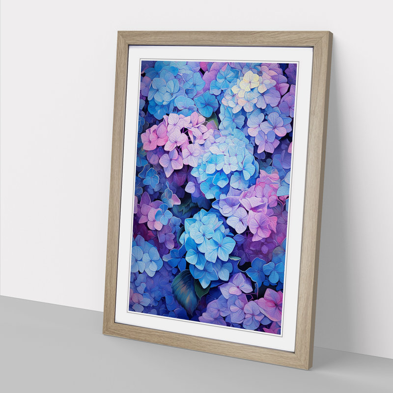 Hydrangea Informel - Framed Print, 64cm H x 46cm W x 2cm D, Oak