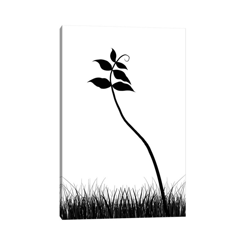 Minimalist Black & White Plant 1 Piece Wall Art on Canvas, 101.6 cm H x 66.04 cm W, Wrapped Canvas