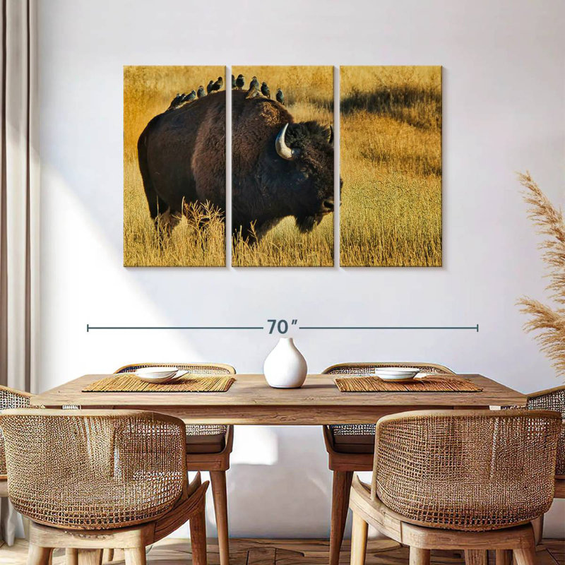 Brampt Birds On Bison, 36" H x 57" W