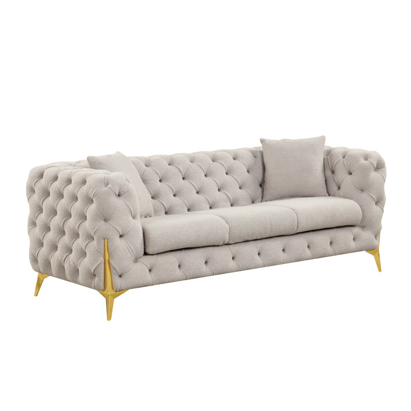 Canapé en tissu 84,25 po Moorehead, Tissu bouclé clair