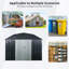 Remise de rangement extérieure en métal 10 pi x 12 pi avec toit en arche et portes verrouillables pour le jardin