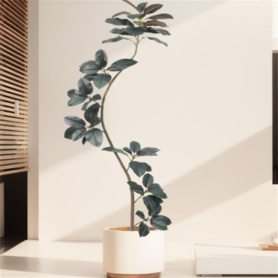 Arbres en caoutchouc artificiels réalistes avec jardinières, 2 pièces 3,9 pi - Plantes de plancher réalistes avec feuilles et troncs lisses - Plante décorative d'intérieur pour le salon, la chambre à coucher, le bureau, le balcon
