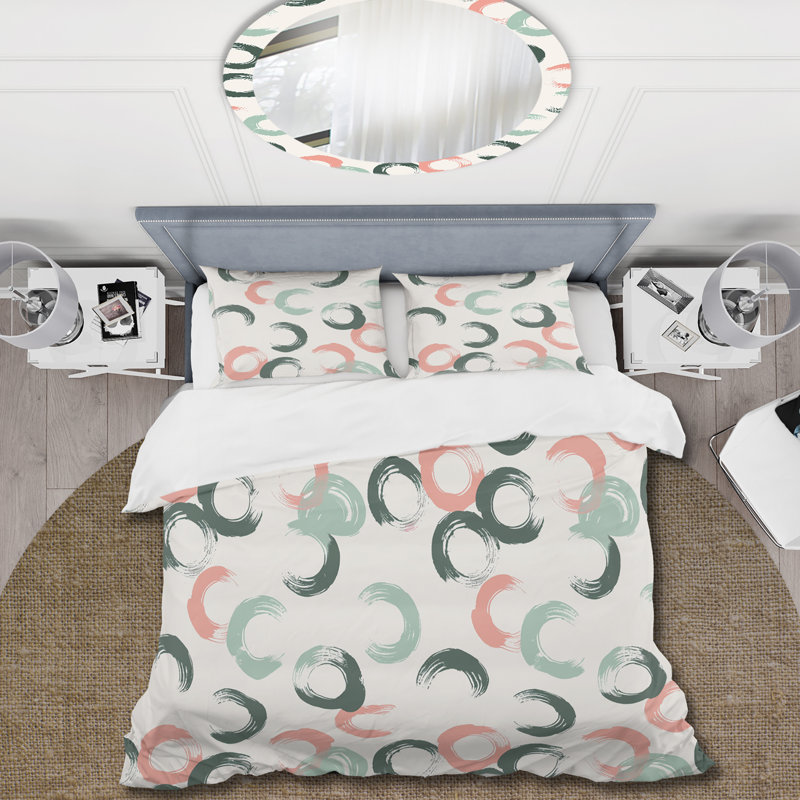 Ensemble de housse de couette bleu, rose, boho et écume de mer, Housse de couette simple + 2 taies décoratives st