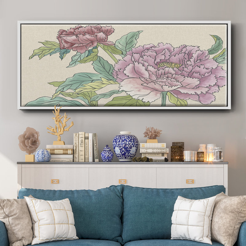 Peony Blooms I- Framed Canvas