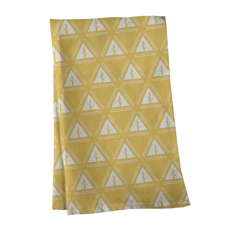 Theo Nath Tea Towel Kitchen Towel, White/Yellow, Cotton Twill