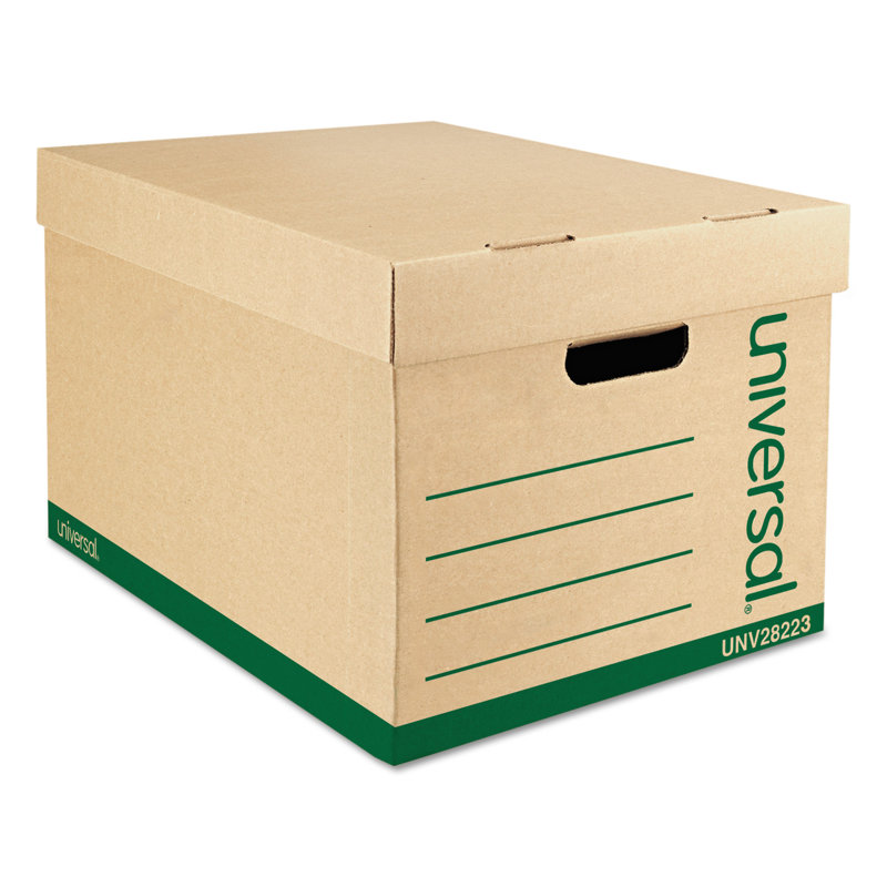 Kraft and Green Recycled Record Storage Box, 12-Pack