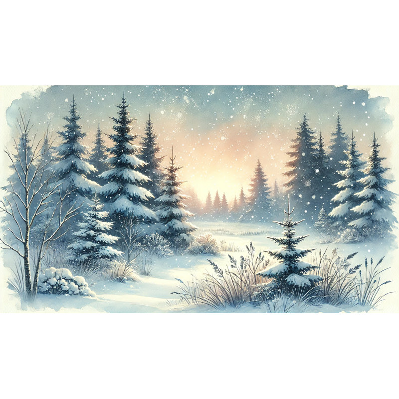 «Winter's Whisper: Dawn Snowscape», reproduction sur toile, H 20 po x l 20 po