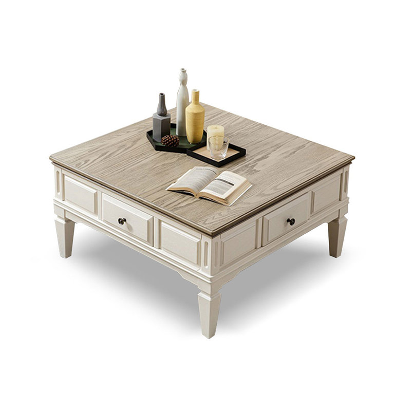 Table basse carrée en bois massif blanc