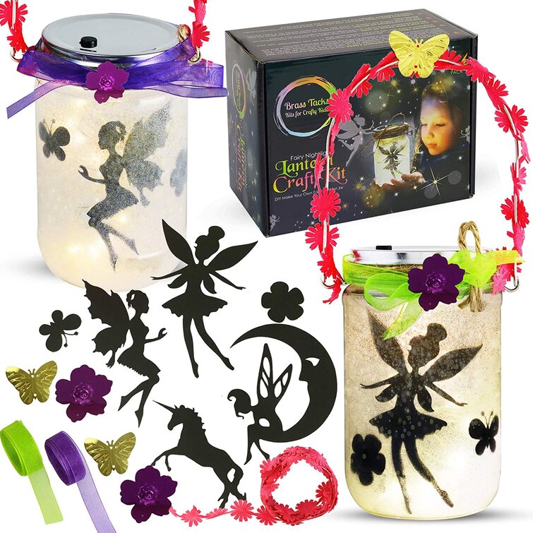 Alritz Fairy Lantern Craft Kits, DIY Fairy Jar Toys Gifts for Girls Ages 4  5 6 7 8 9 10 11 12 Years Old Mason Jar Kit with Remote - 12 Color Night