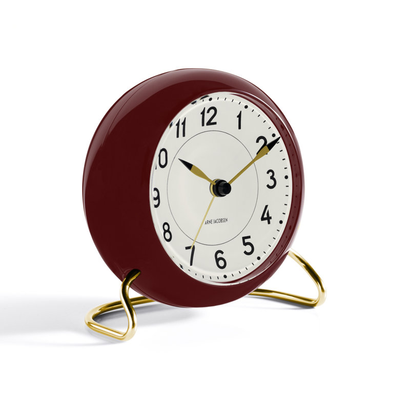 Station Electric Clock, White/Bordeaux/Gold