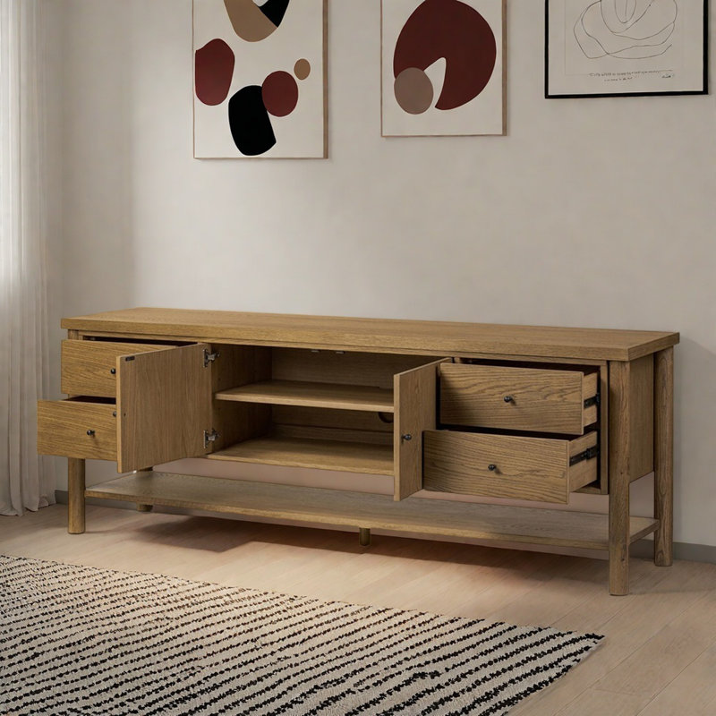 Console champêtre rétro, H 29,92 po x l 70,87 po x P 19,69 po, Bois naturel