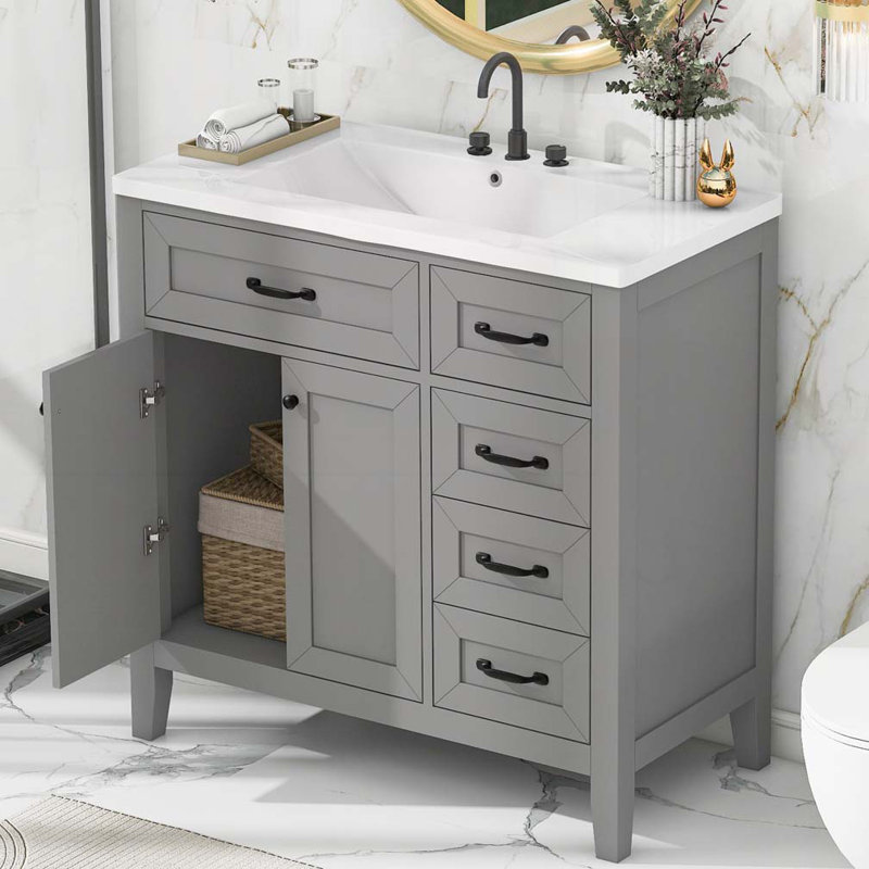 Meuble-lavabo 36 po avec lavabo, Gris