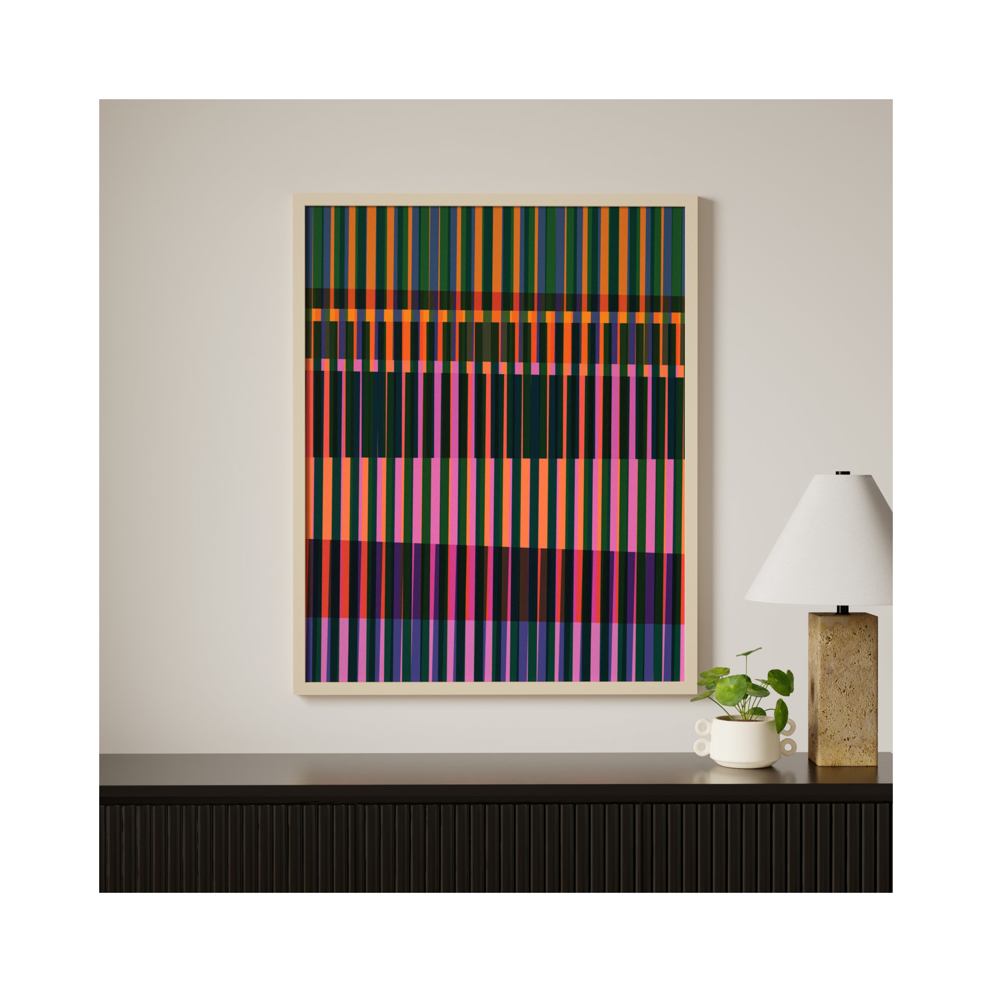 Abstract Lines 17 by Beth Vassalo, Brown, 41" H x 33" W