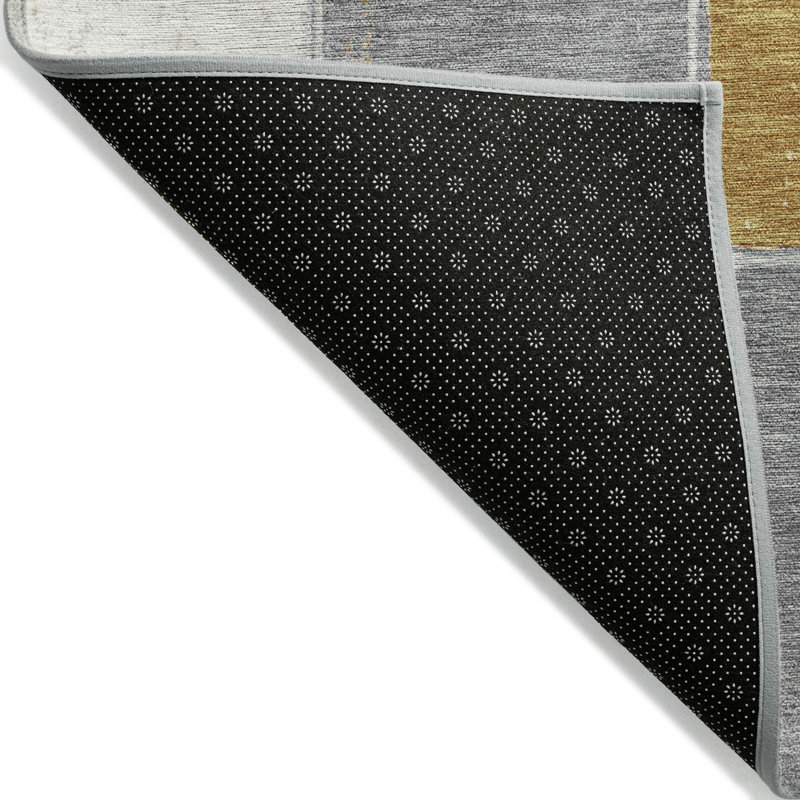 Machine Washable Indoor/Outdoor Xhevrie Gold Rug, Runner 2'3" x 7'6"