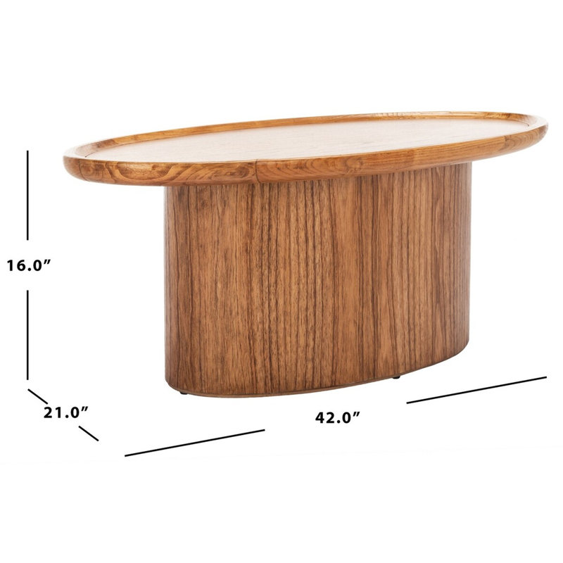 Flyte Natural Wood Oval Coffee Table with Pedestal Base