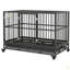 Cage à chien en cage robuste de 48 po Pawhut avec roues verrouillables, porte double et plateau amovible