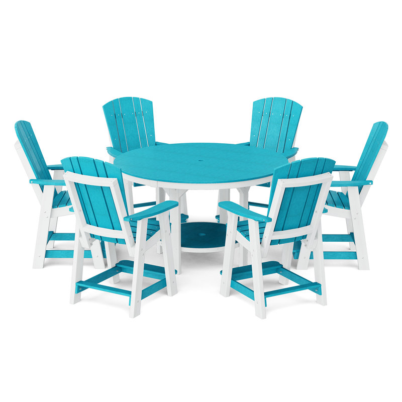Heritage Pub Counter Set, 4, Aruba Blue/White