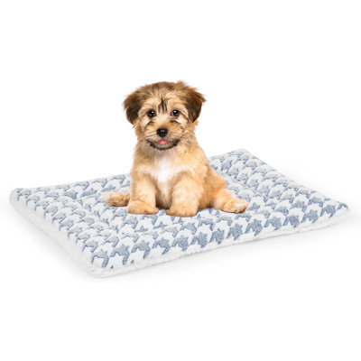 Tapis de lit pour chien, coussin de caisse réversible pour chien de taille moyenne, tapis de lit pour animal portable et doux, coussin de lit pour animal lavable à la machine pour chenil de 24 pouces, bleu
